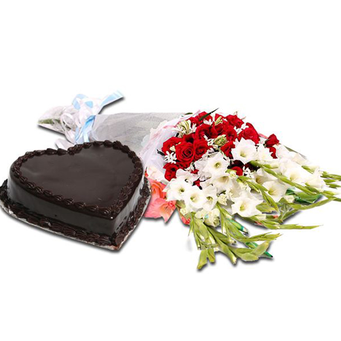 Medium Bouquet with Cake from Bakery