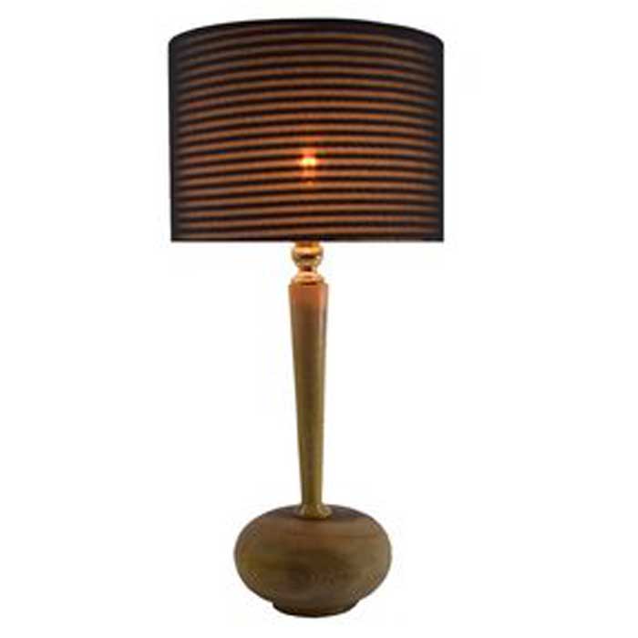 Classic Wooden Drawing Room Table Lamp - Blac