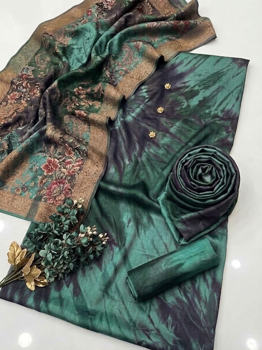 Digital Printed Shamoz Silk 3pc Suit - DESIGN 41
