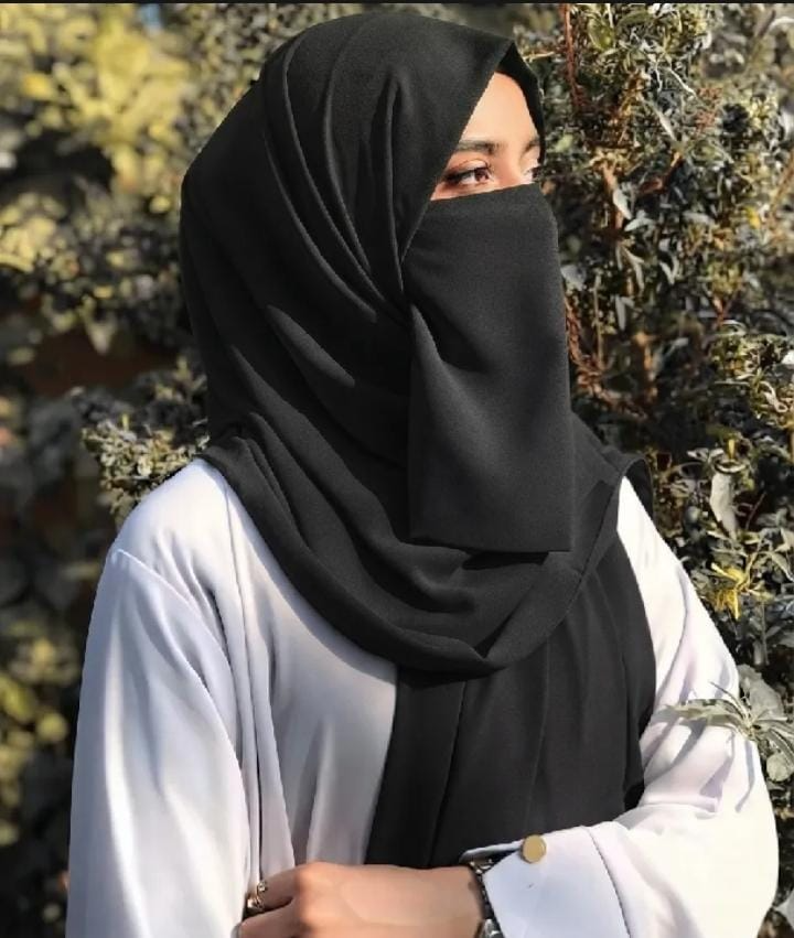 Chiffon Scarf & Naqab Set - Black
