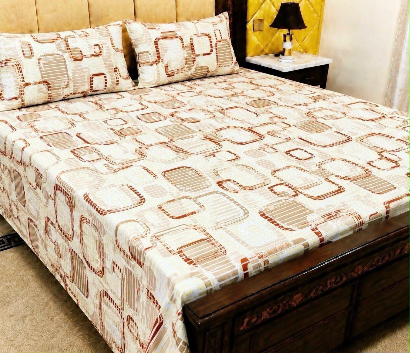 King Size BedSheet 3pc Pure Cotton - Export Quality - Design 10