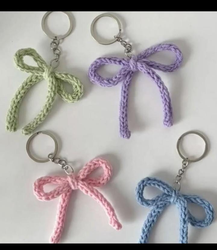 Crochet Bow Keychain - Handmade