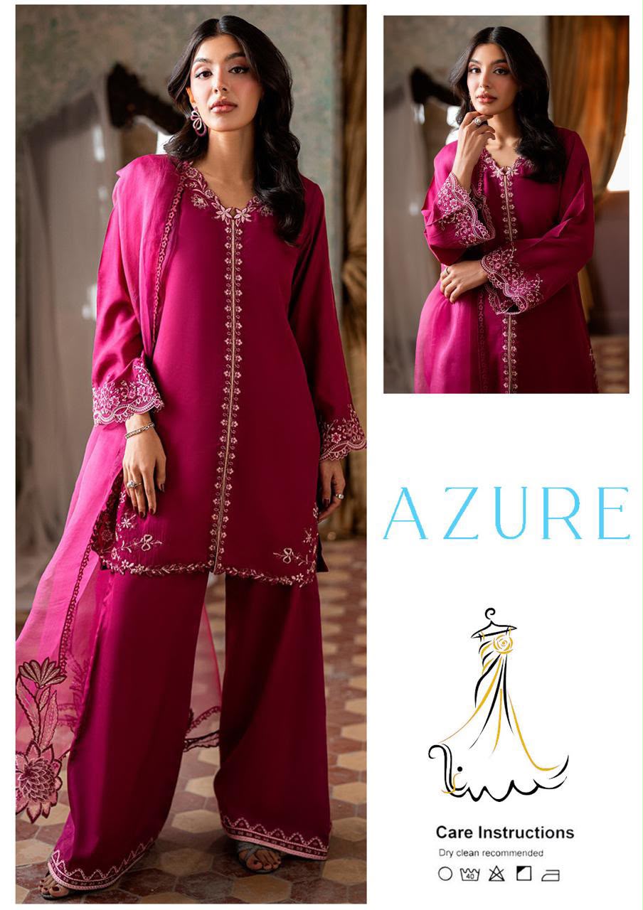 Shesha Silk Kaftan Embroidered 3PC Suit - DESIGN 01