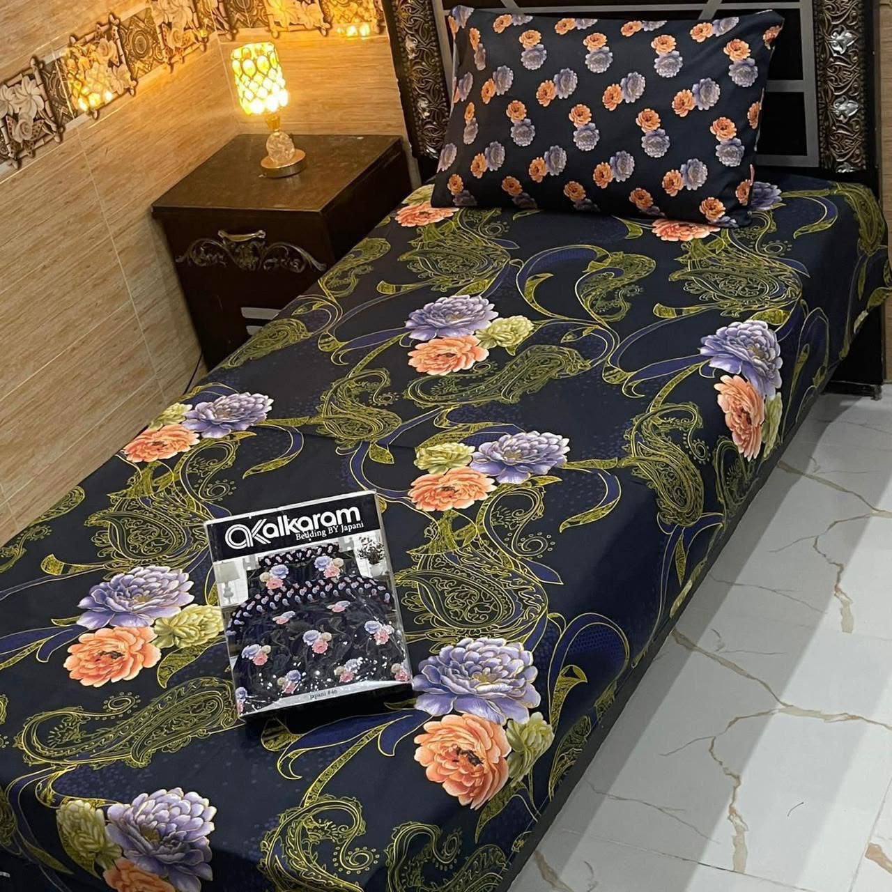 Alkaram 4pc Mix Cotton Single Bedsheet Pair - Design 21
