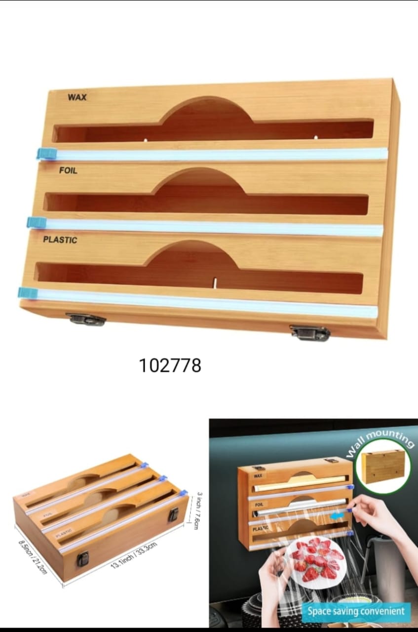 3in1 Bamboo Wrap Dispenser with Cutter