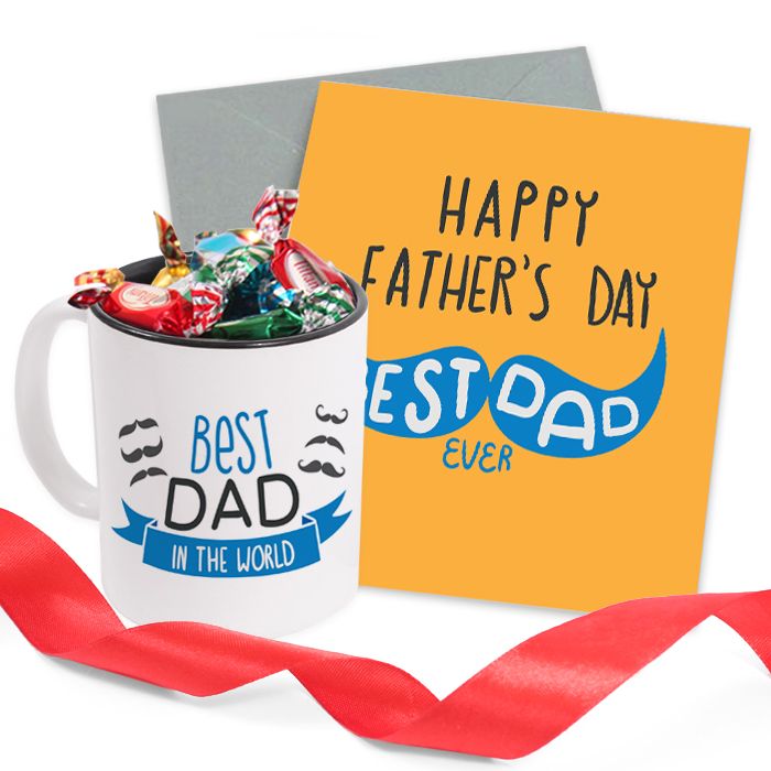 Best Dad Mug With Candies & Card