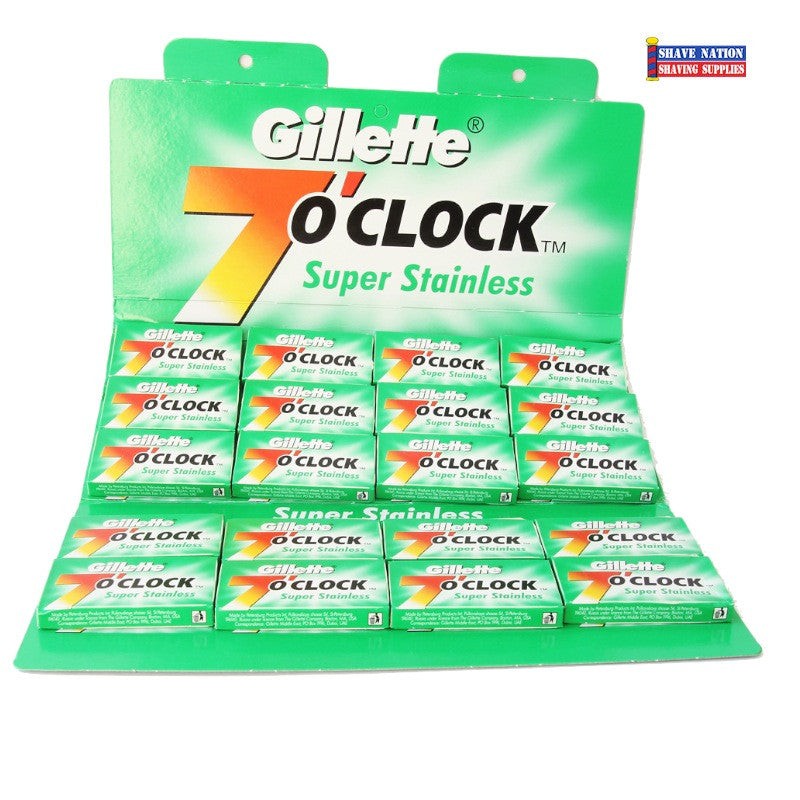 Gillette Green Shave Seven O Clock Blade Cards 100BLADE