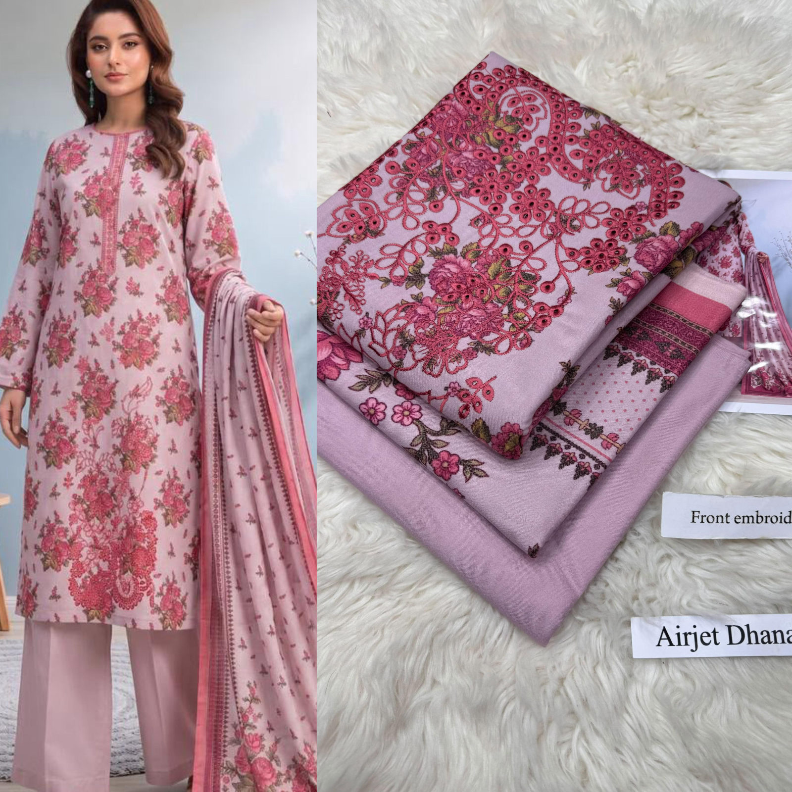 Airjet Dhanak with Dhanak Dupatta Panel Sequence Embroidered - DESIGN 21