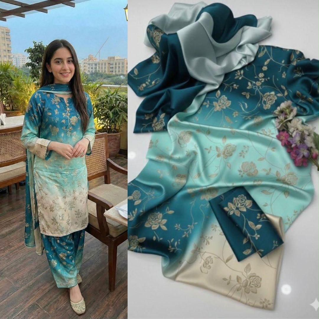 Shamooz Silk Digital Printed 3pc - Design 19