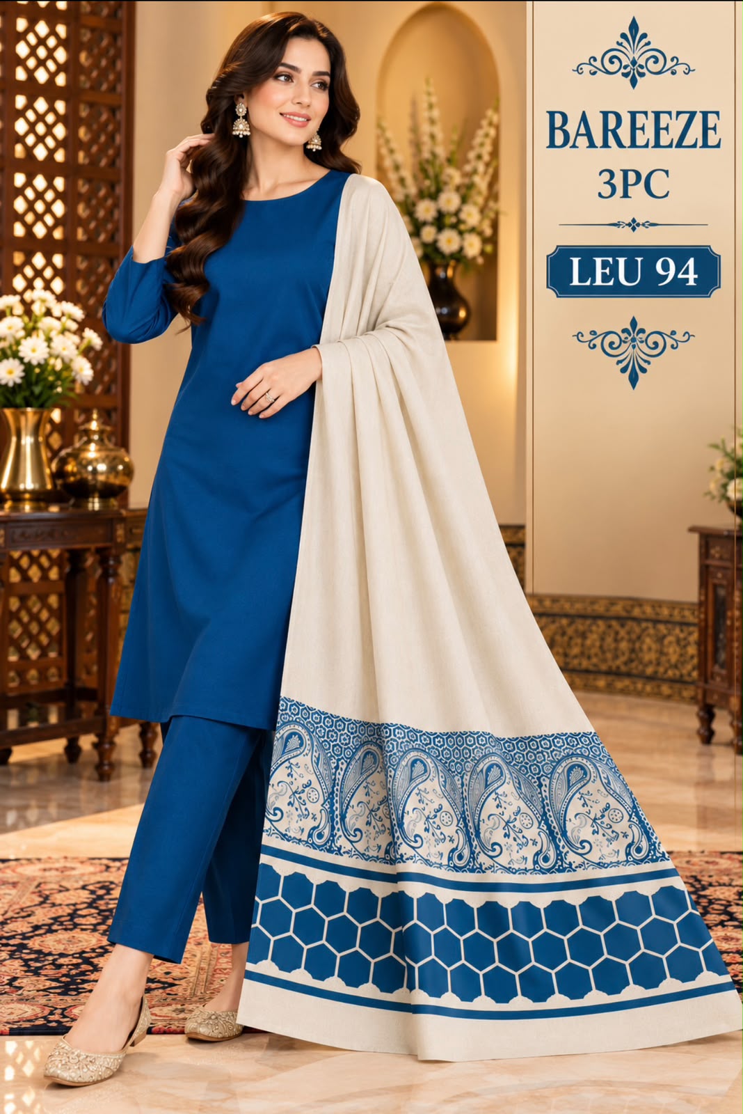 Bareeze Dhanak 3PC Suit D#LEU-94 - DESIGN 03