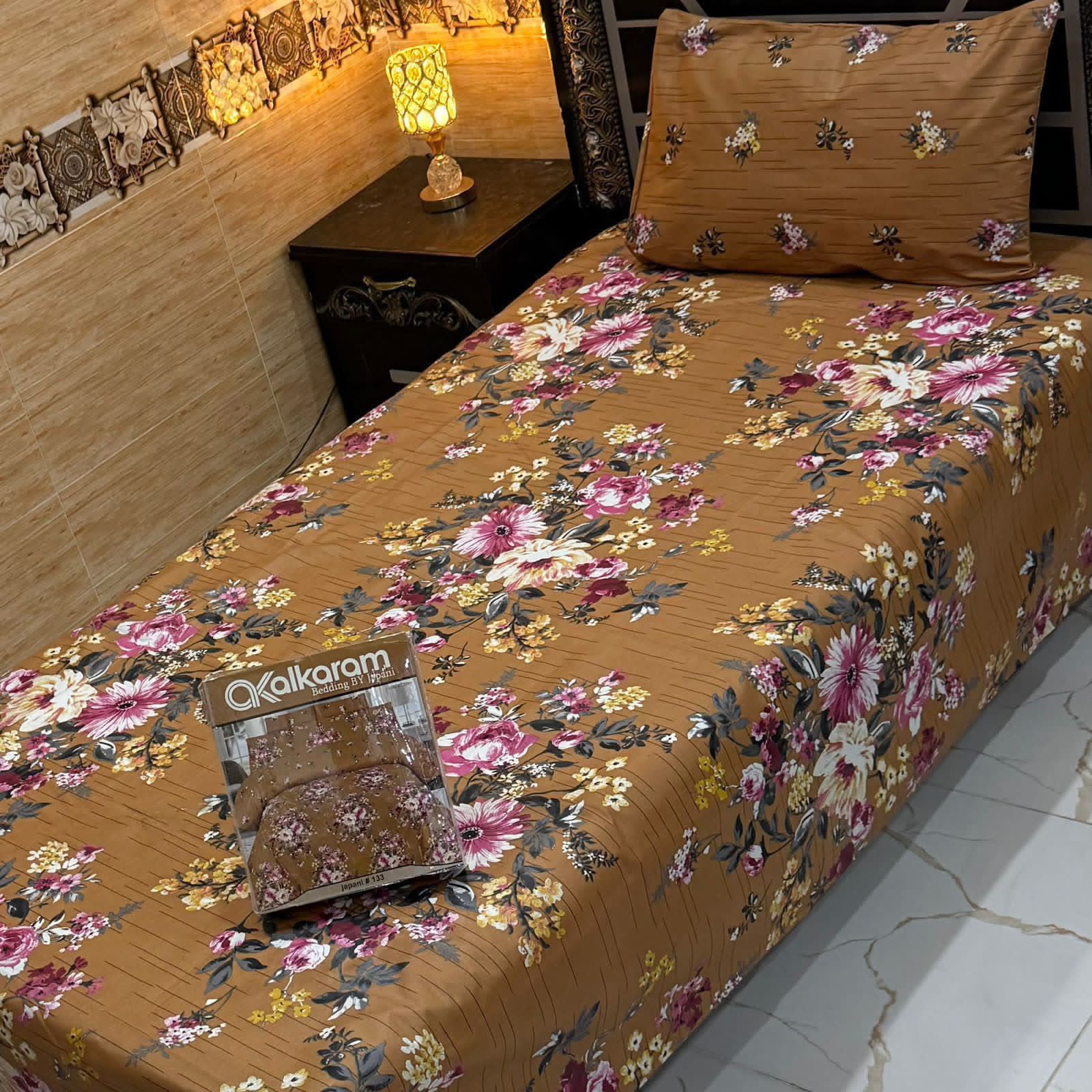 Alkaram 4pc Mix Cotton Single Bedsheet Pair - Design 04